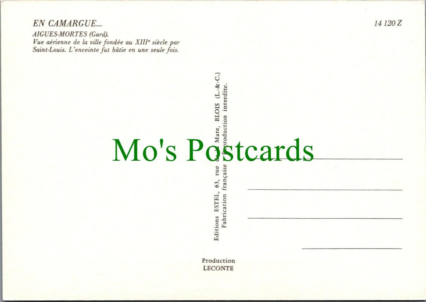 France Postcard - Aerial View of Aigues-Mortes, Gard RRR1105
