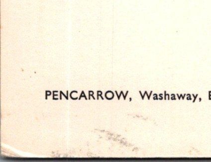 Cornwall Postcard: Pencarrow Washaway Bodmin House Pencil Sketch 1970’s XT4083