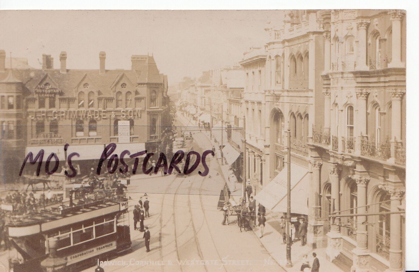Suffolk Postcard - Ipswich - Cornhill & Westgate Street A6306