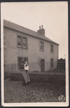 Load image into Gallery viewer, Yorkshire Postcard - Lady With Baby Stood Outside Wharton House, Leeds A5004
