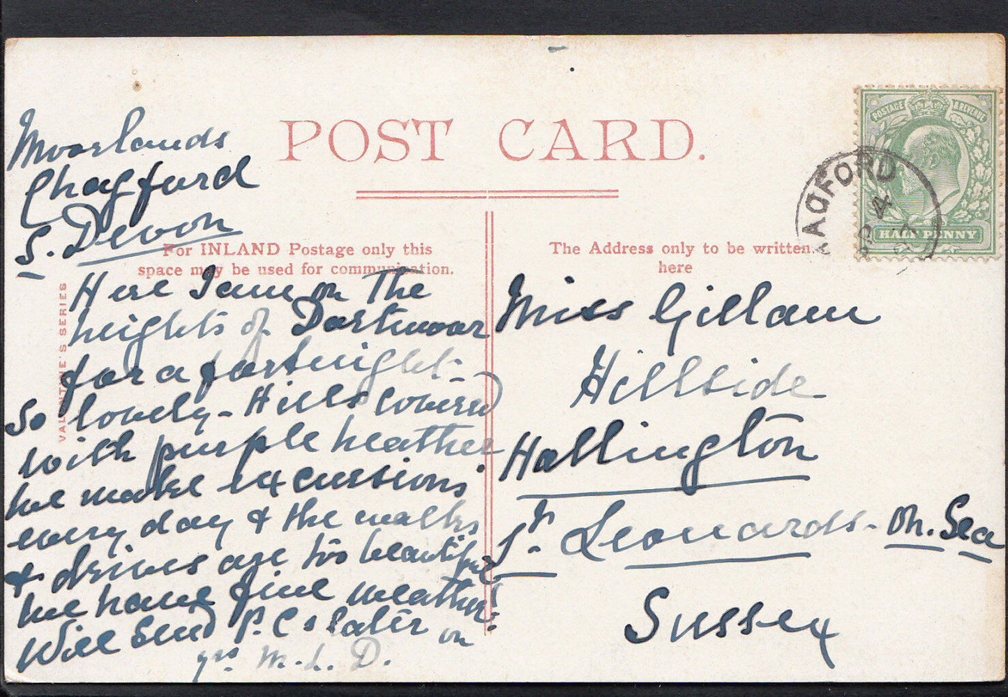 Devon Postcard - Wallabrook Bridge, Dartmoor RT1203