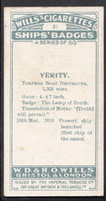 Load image into Gallery viewer, Wills Cigarette Card - Ships Badges Card No 31 - Verity
