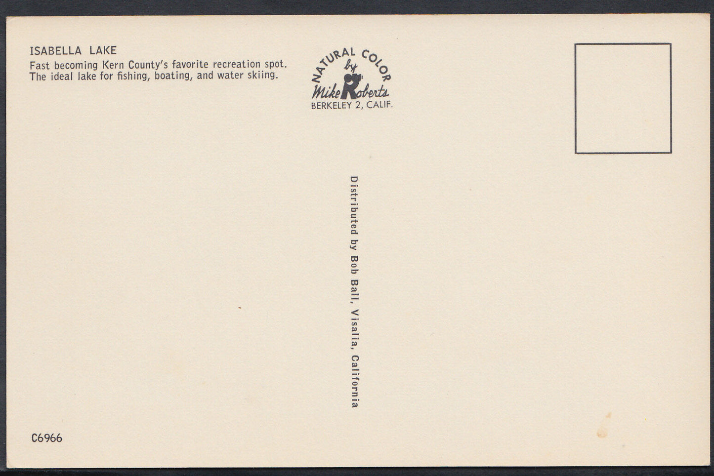 America Postcard - Isabella Lake, Kern County's Favorite Recreation Spot RT1058