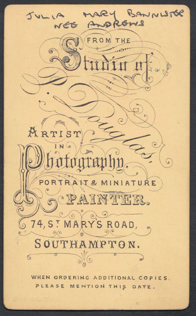 CDV (Carte De Visite) - Southampton Lady, Julia Mary Bannister Nee Andrews RT255
