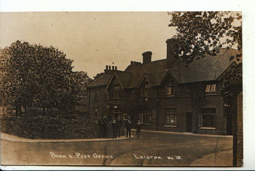 Suffolk Postcard - Bank and Post Office, Leiston - Ref A6023