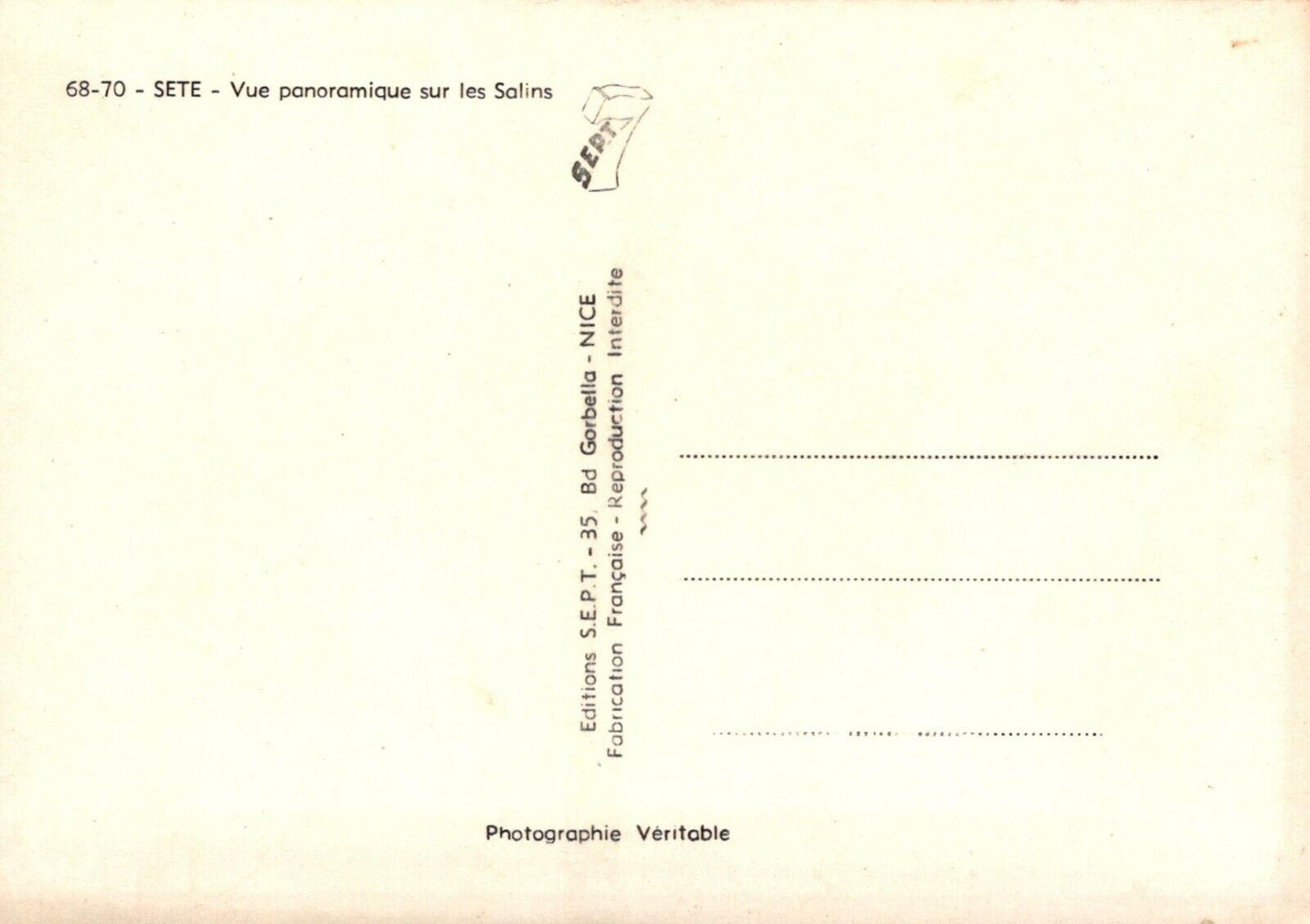 France Postcard - Sete - Vue Panoramique Sur Les Salins - RRR436