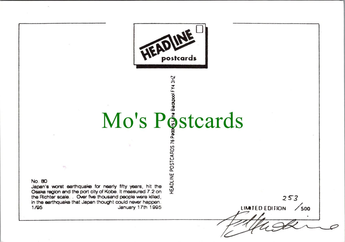 Headline Postcard - Japan Earthquake