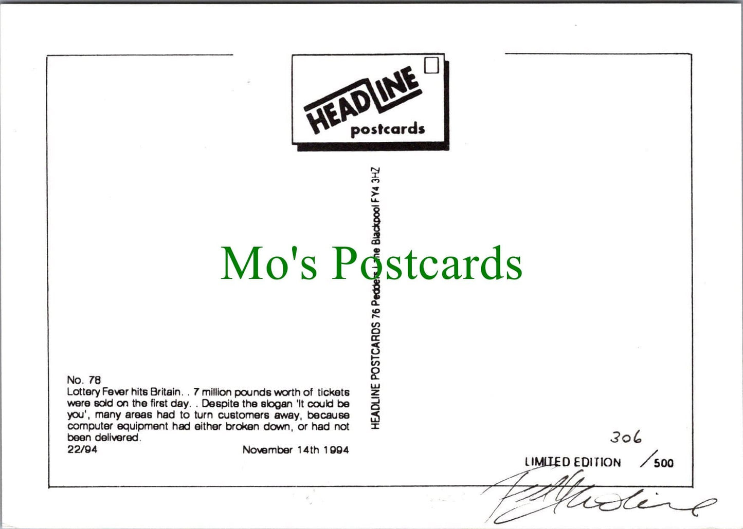 Headline Postcard - The National Lottery