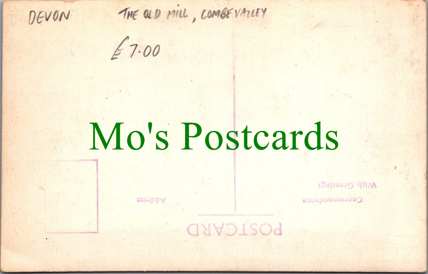 Devon Postcard - The Old Mill, Combe Valley Ref.SW10159