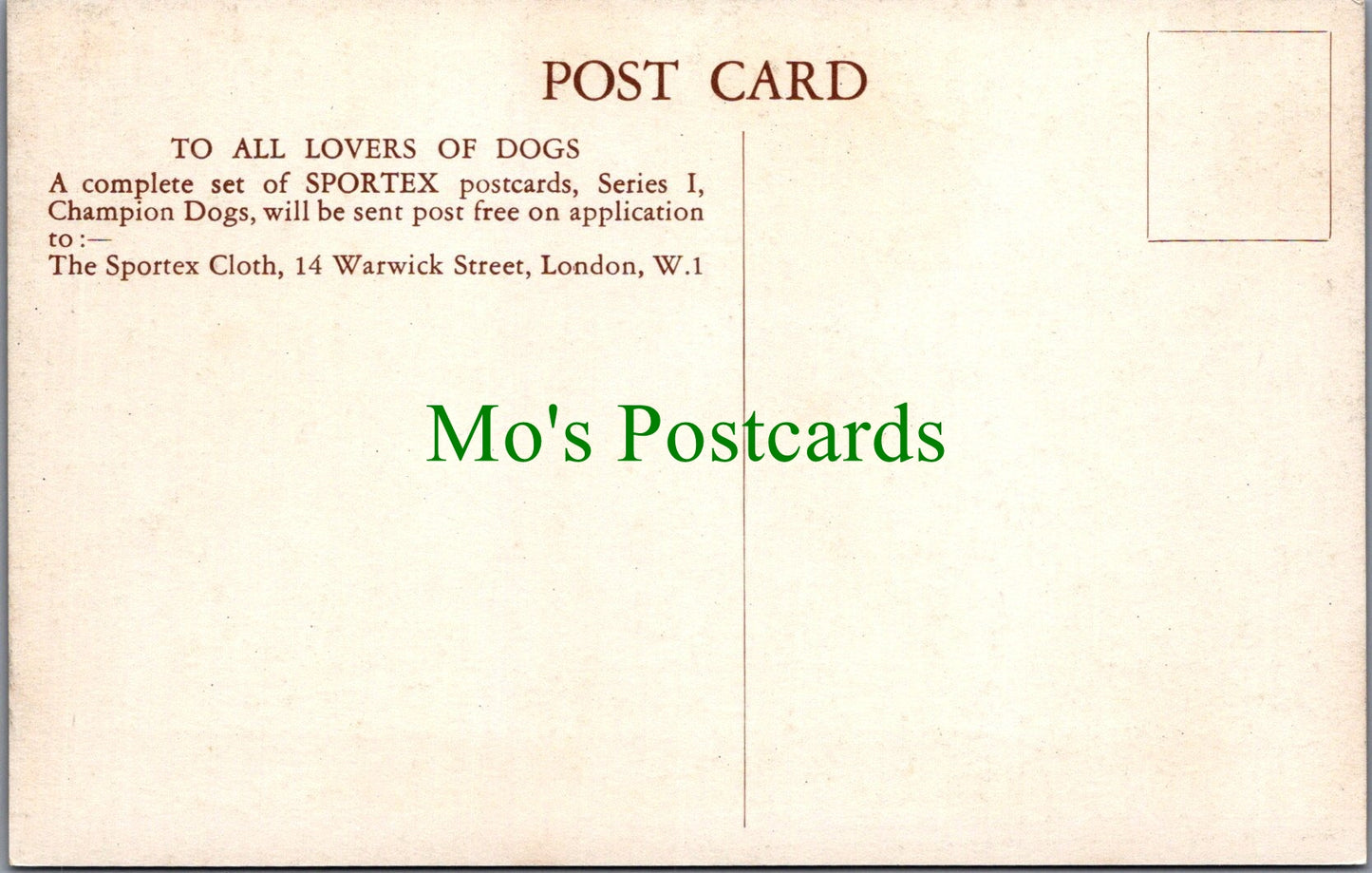 Animals Postcard - Dogs - A West Highland Terrier - "Sportex" Ref.SW9876