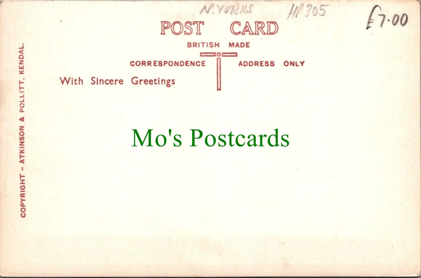 Yorkshire Postcard - Main Street, Hawes Ref.HP305