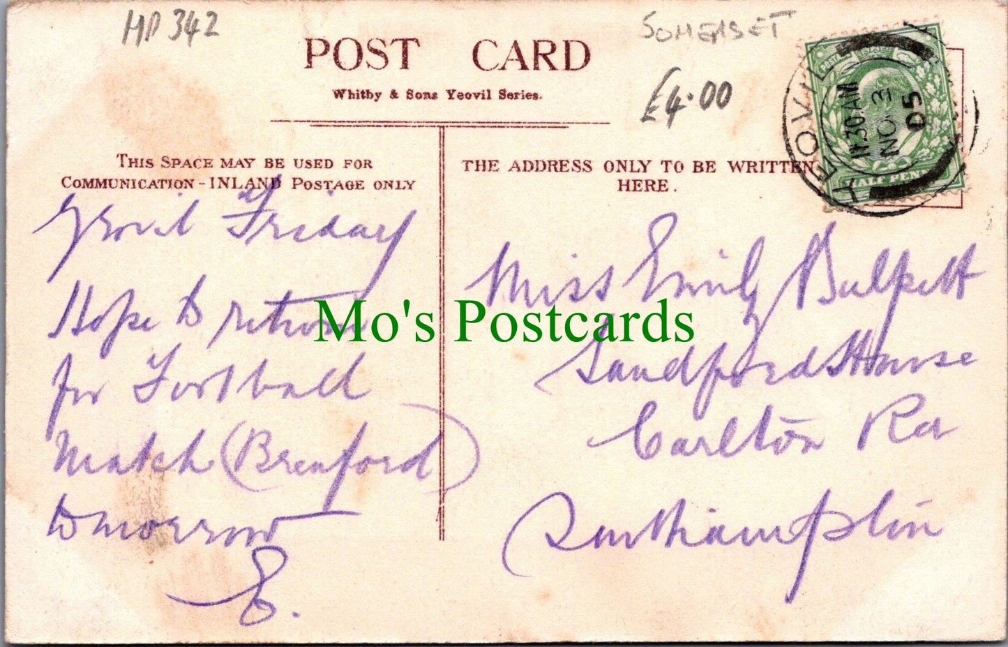 Somerset Postcard - Yeovil From Summerhouse Hill Ref.HP342