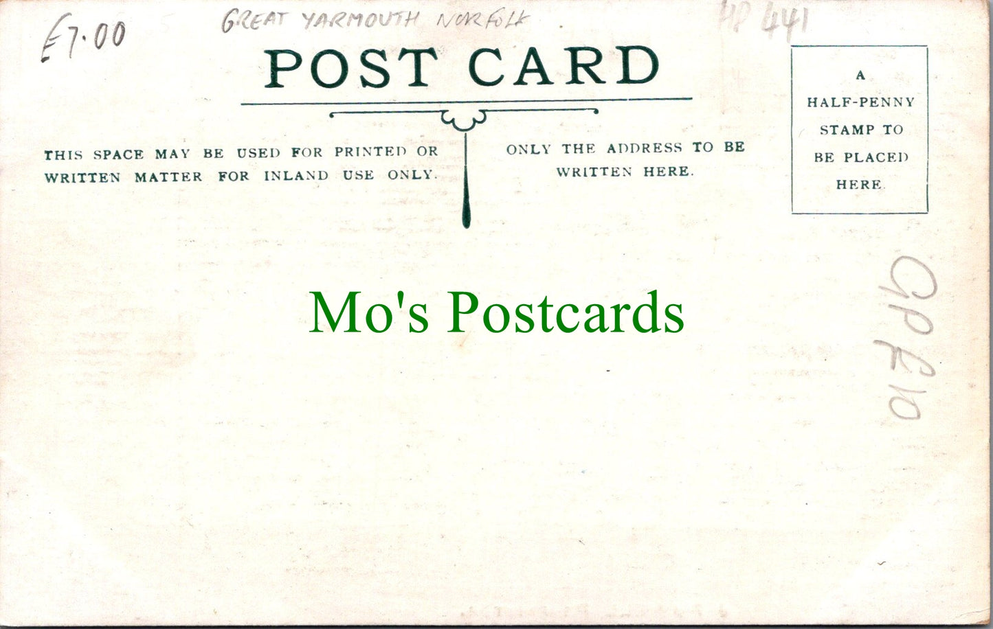 Norfolk Postcard - Great Yarmouth, J.Powell, Garibaldi Proprietor Ref.HP441