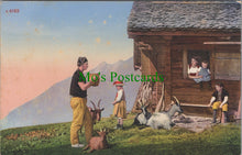 Load image into Gallery viewer, Switzerland Postcard, Swiss Mountain Family Scene