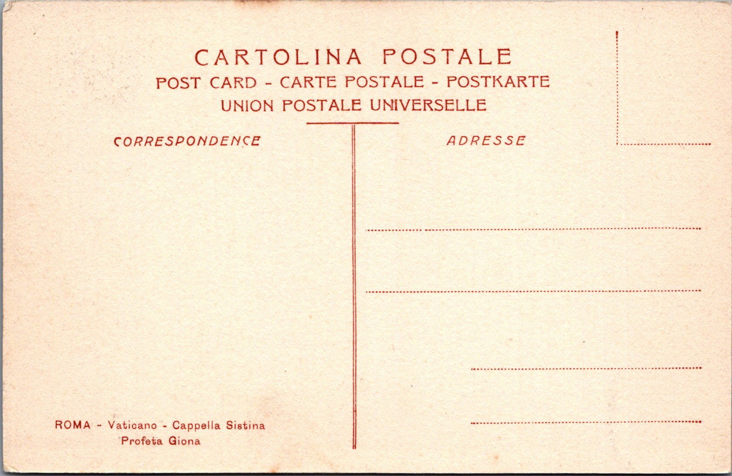 Italy Postcard - Rome / Roma, Vaticano, Cappella Sistina Profeta Giona SW10865