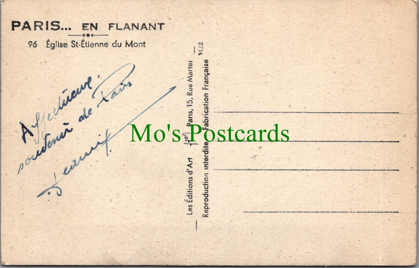 France Postcard - Paris, Eglise St-Etienne Du Mont SW10530