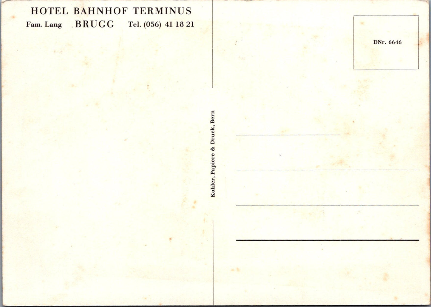 Switzerland Postcard - Hotel Bahnhof Terminus, Brugg SW10357