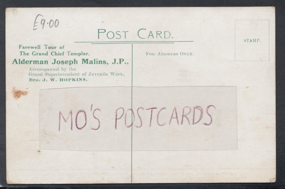 Society Postcard - Farewell Tour of The Grand Chief Templar, Alderman Joseph Malins, J.P - Mo’s Postcards