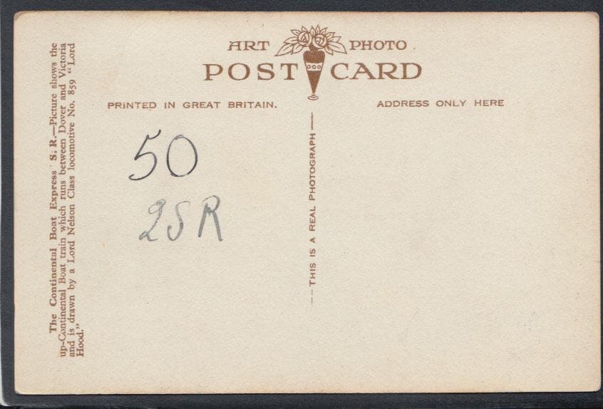 Railway Postcard - Trains - The Continental Boat Express, Southern Railway - Mo’s Postcards