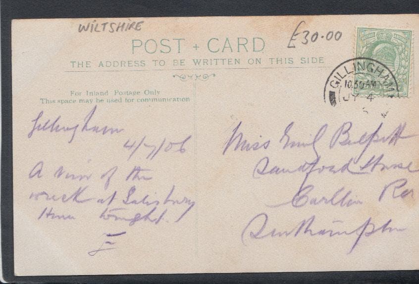 Wiltshire Postcard - Railway Accident at Salisbury, June 1906 - Mo’s Postcards