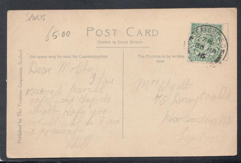 Sports Postcard - Seafield Golf Links, Northern Section, 1916 - Mo’s Postcards