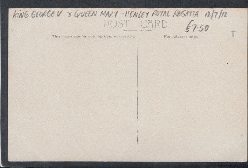 Royalty Postcard - King George V & Queen Mary, Henley Royal Regatta, 12th July 1912 - Mo’s Postcards