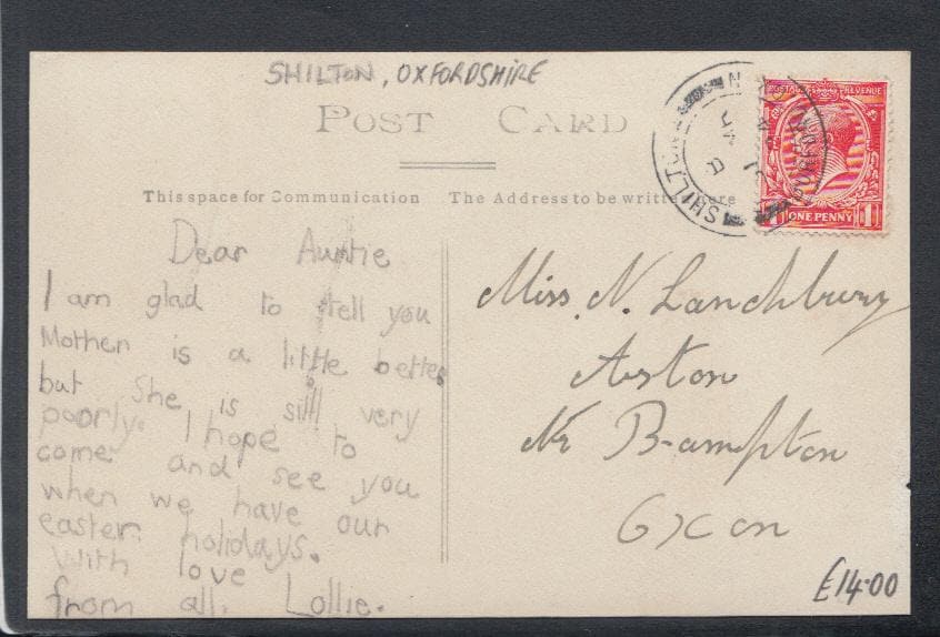 Oxfordshire Postcard - The Rose & Crown Pub, Shilton Village, 1924 - Mo’s Postcards
