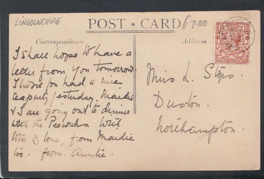 Lincolnshire Postcard - The Hall, Greatford, 1922 - Mo’s Postcards