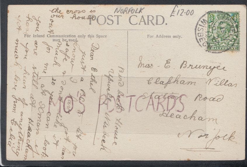 Norfolk Postcard - The Crescent, Upwell, 1912 - Mo’s Postcards