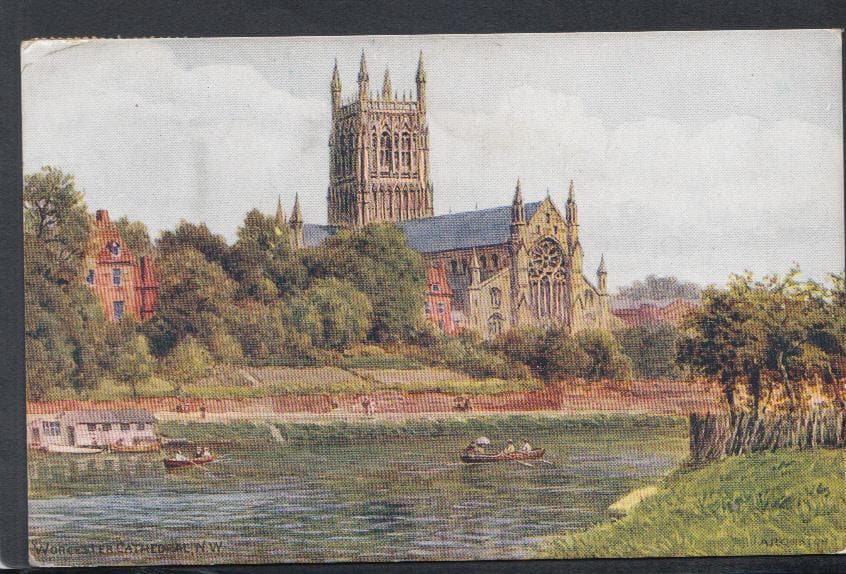 Worcestershire Postcard - Worcester Cathedral - Artist A.R.Quinton, 1941 - Mo’s Postcards