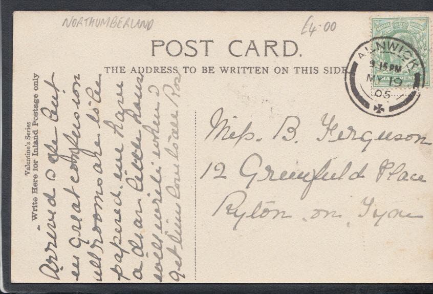 Northumberland Postcard - Alnwick From Clayport, 1905 - Mo’s Postcards
