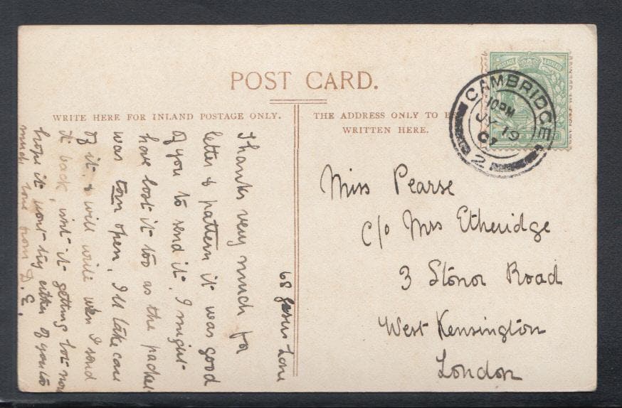 Cambridgeshire Postcard - Emmanuel College, Cambridge, 1907 - Mo’s Postcards