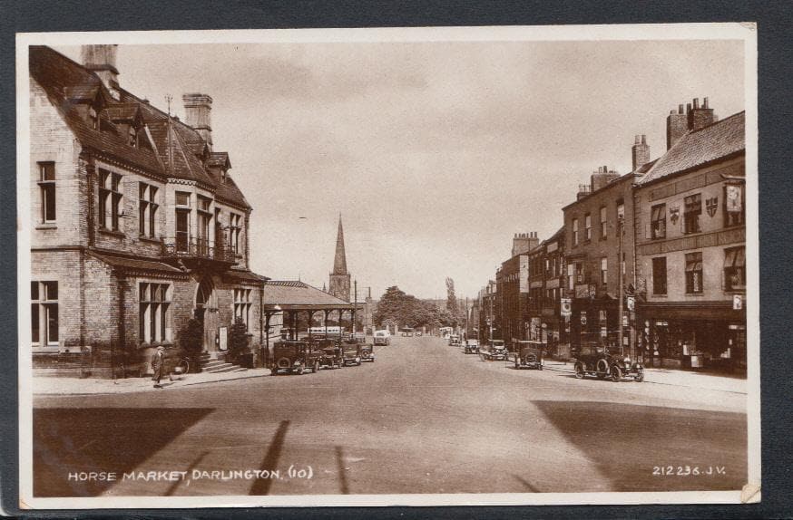 Co Durham Postcard - Horse Market, Darlington, 1936 - Mo’s Postcards