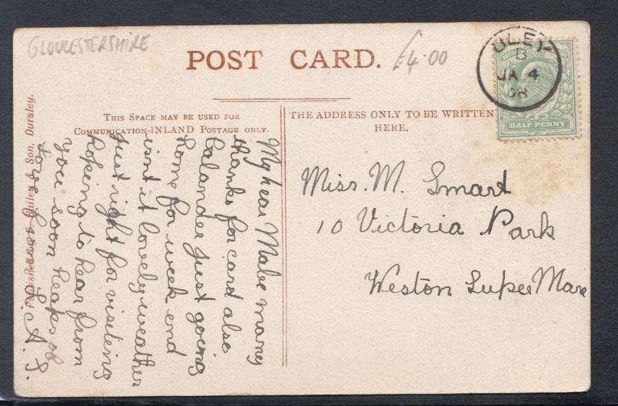 Gloucestershire Postcard - Owlpen Manor House, 1908 - Mo’s Postcards