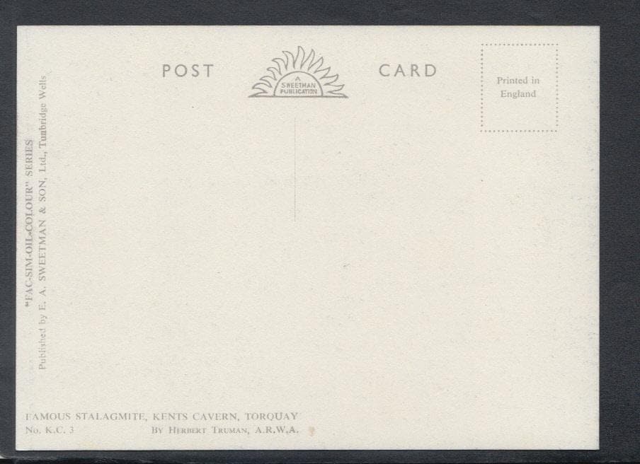 Devon Postcard - Famous Stalagmite, Kents Cavern, Torquay - Mo’s Postcards