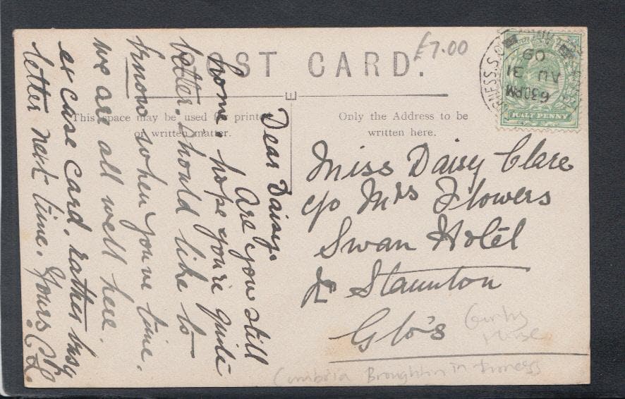 Cumbria Postcard - Eccle Riggs From Lawn, Broughton-in-Furness, 1909 - Mo’s Postcards
