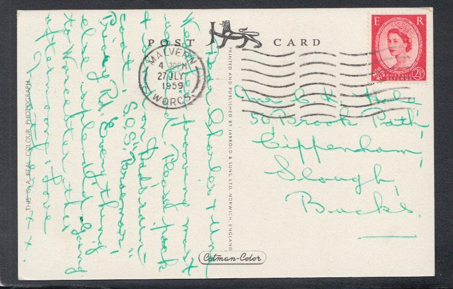 Worcestershire Postcard - Ivy Scar Rock, North Hill, Great Malvern, 1959 - Mo’s Postcards