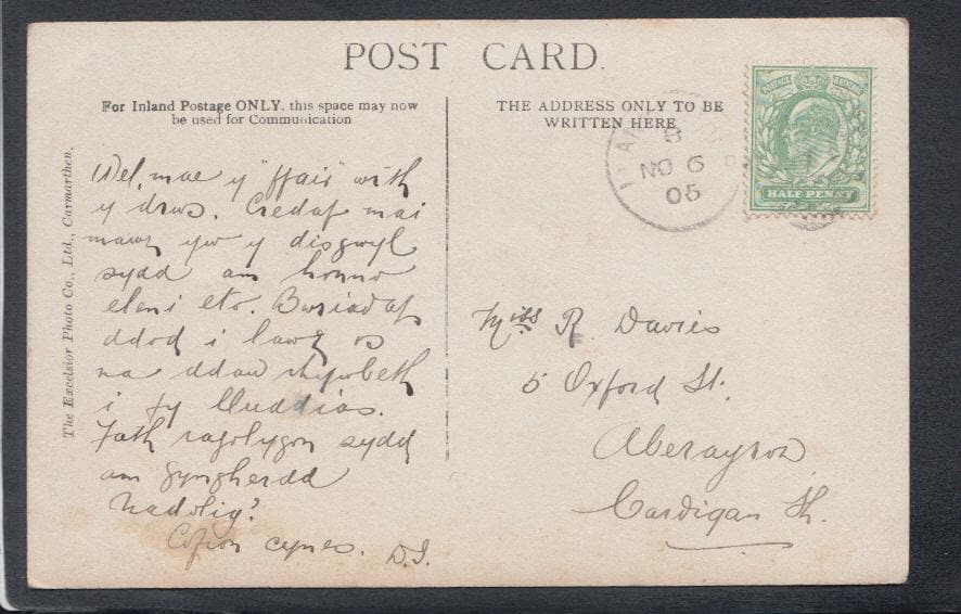 Wales Postcard - General View of Llanybyther, 1905 - Mo’s Postcards