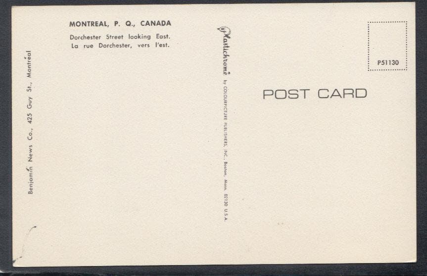 Canada Postcard - Dorchester Street Looking East, Montreal, Quebec - Mo’s Postcards