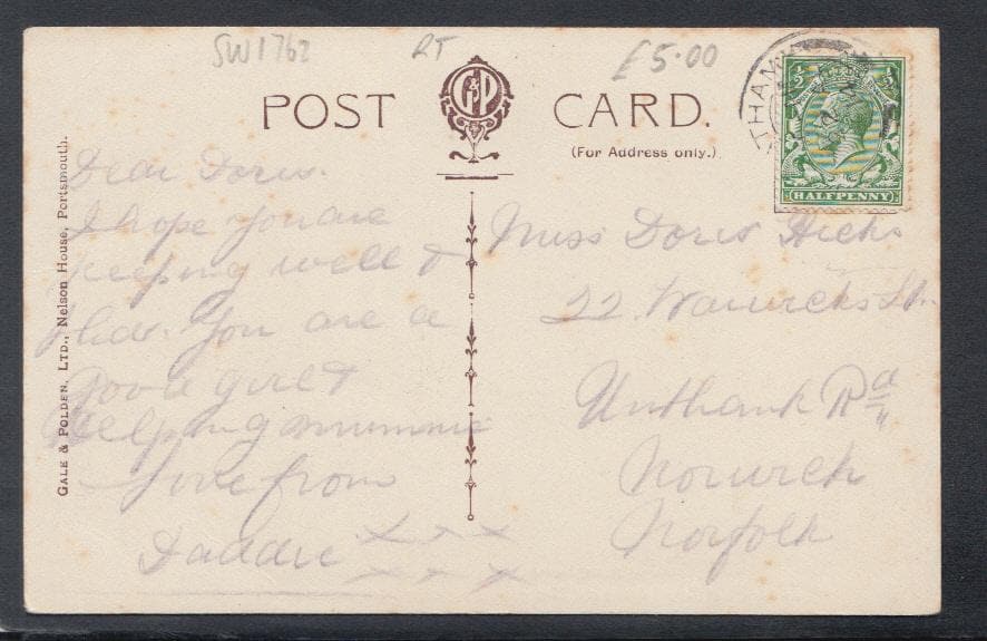 Military Postcard - Royal Naval Barracks, Chatham - Reception Room, 1914 - Mo’s Postcards