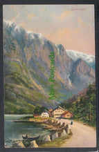 Load image into Gallery viewer, Norway Postcard - Artist View of Gudvangen, 1912 - Mo’s Postcards