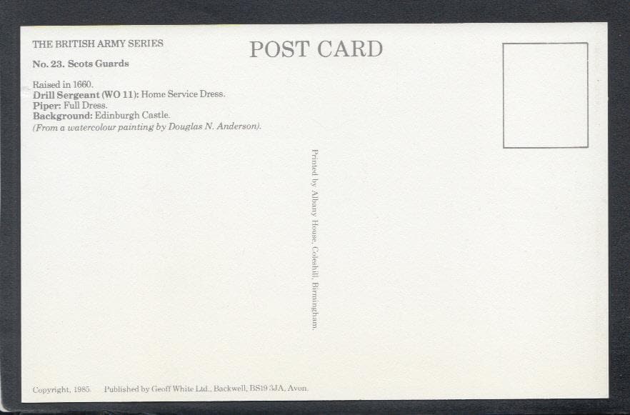 Military Postcard - The British Army Series - No 23. Scots Guards - Mo’s Postcards