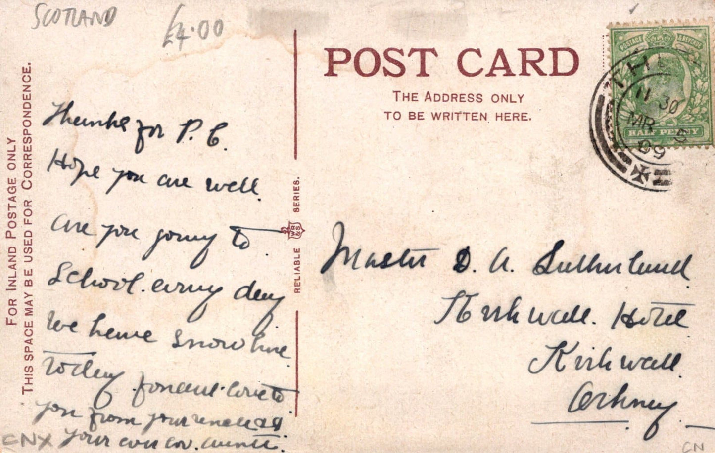 Scotland Postcard - Quality Street, North Berwick, 1909 - Mo’s Postcards