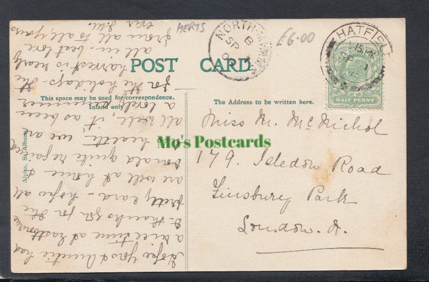 Hertfordshire Postcard - Marshmoor Bridge, Welham Green, 1906 - Mo’s Postcards