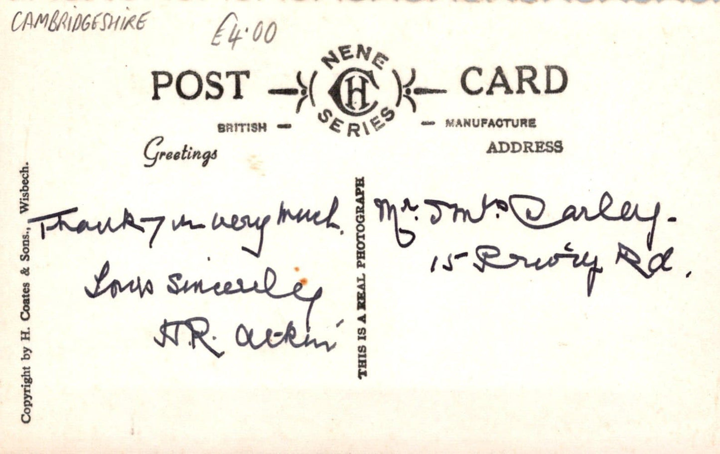 Cambridgeshire Postcard - Nene Quay and Clarkson Memorial, Wisbech - Mo’s Postcards