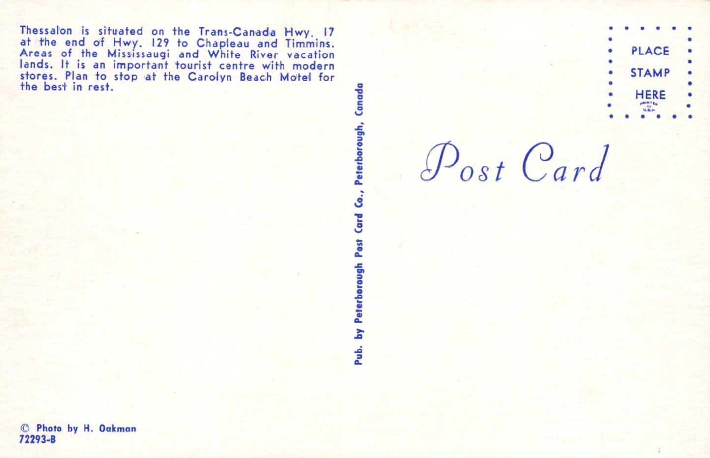 Canada Postcard - Carolyn Beach Motel on Highway 17 at Thessalon, Ontario - Mo’s Postcards