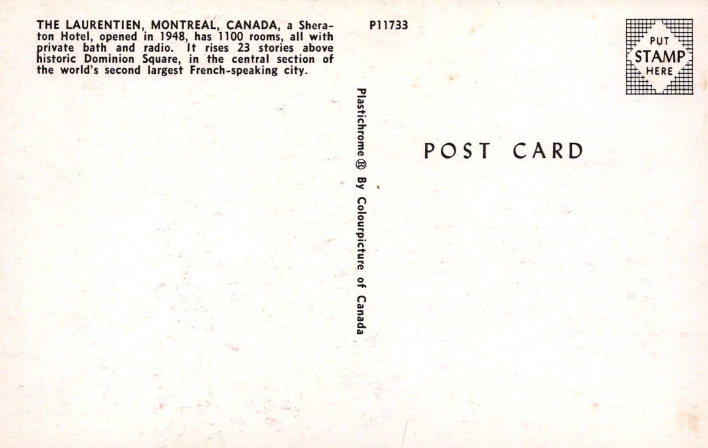 Canada Postcard - The Laurentien Hotel, Dominion Square, Montreal - A Sheraton Hotel - Mo’s Postcards