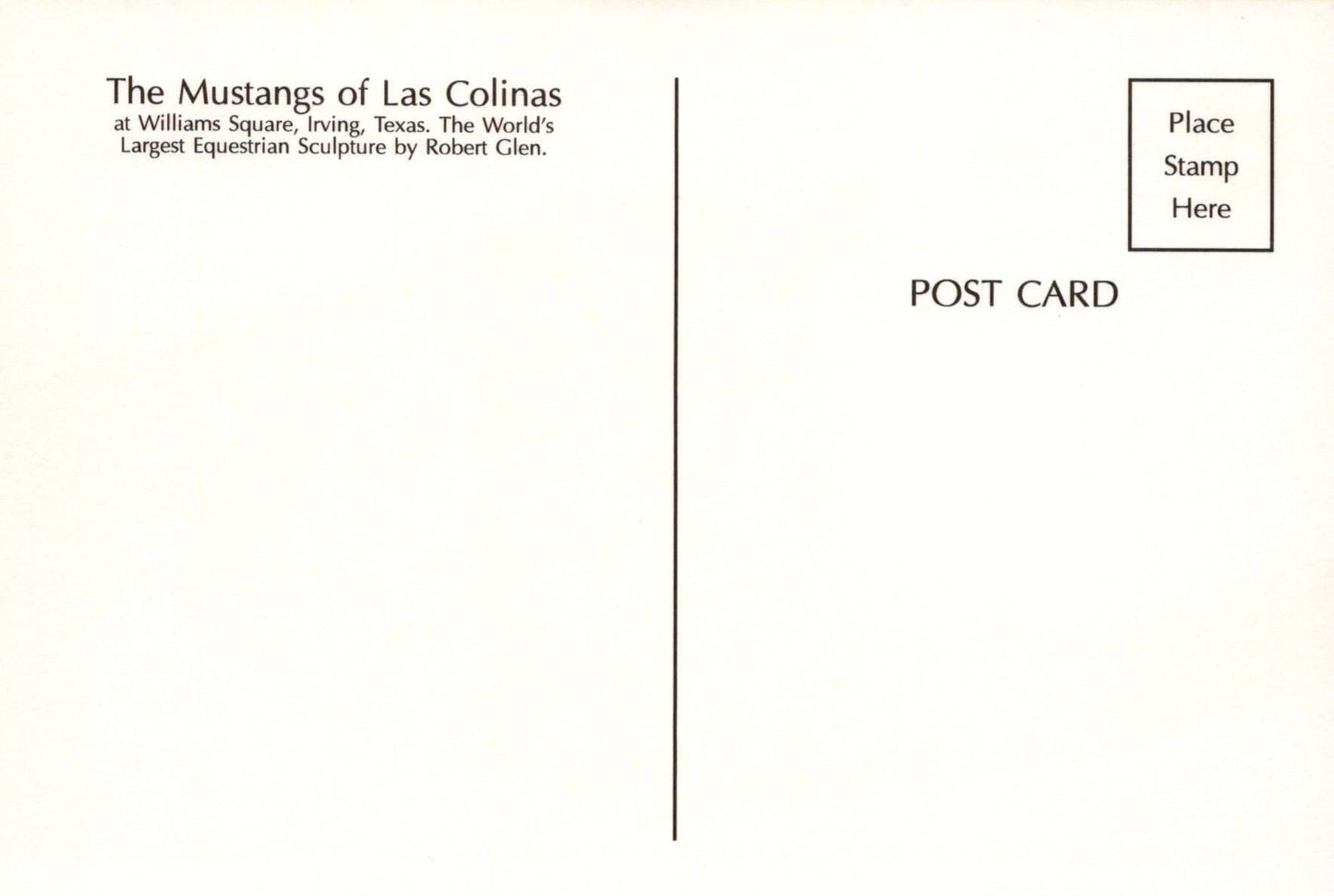 America Postcard - The Mustangs of Las Colinas, Williams Square, Irving, Texas - Mo’s Postcards