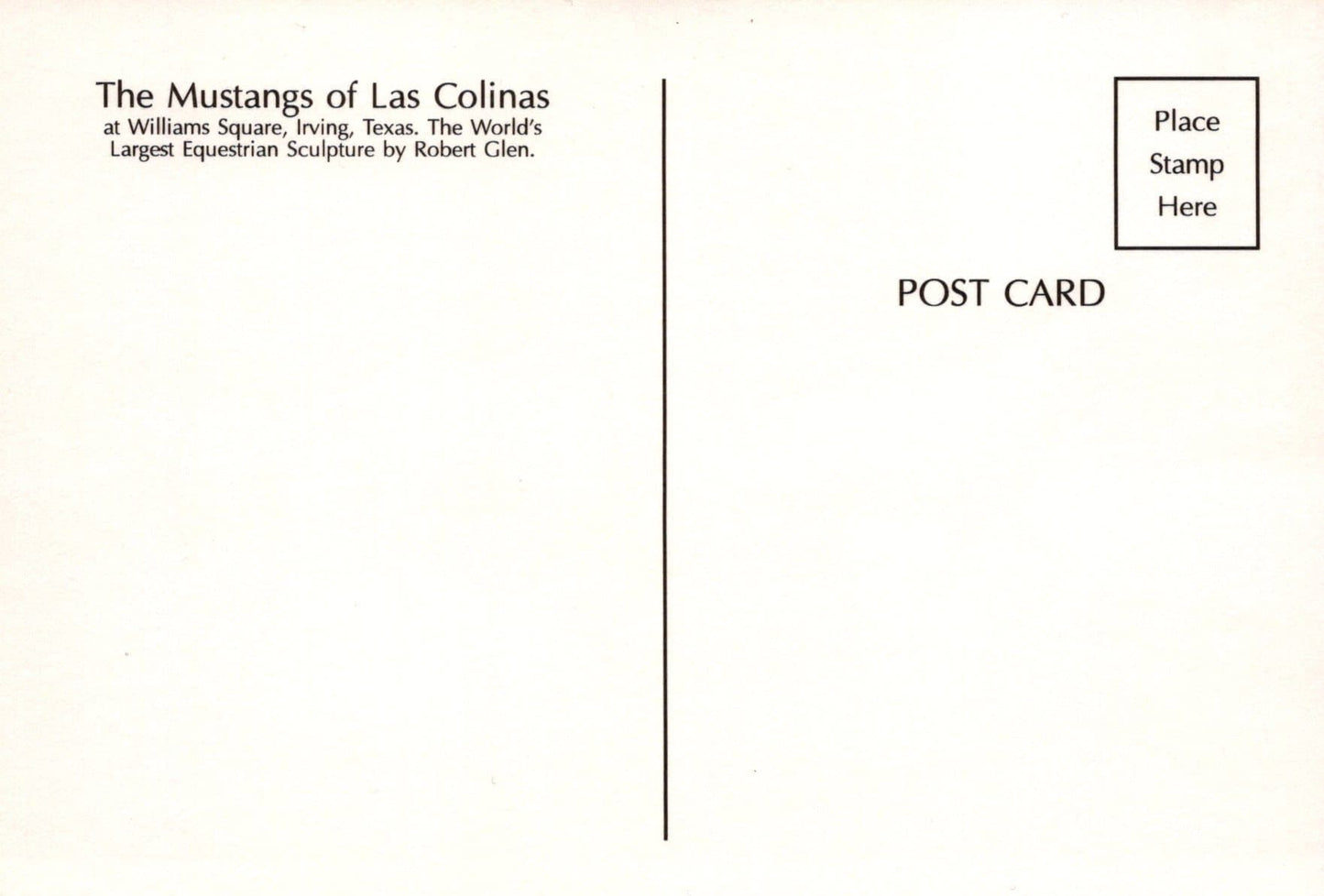 America Postcard - The Mustangs of Las Colinas, Williams Square, Irving, Texas - Mo’s Postcards