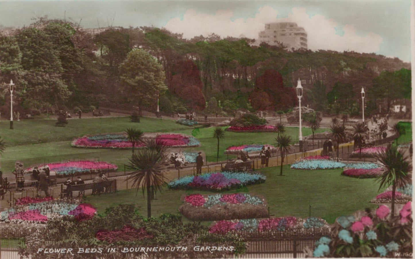 Dorset Postcard - Flower Beds in Bournemouth Gardens, 1938 - Mo’s Postcards